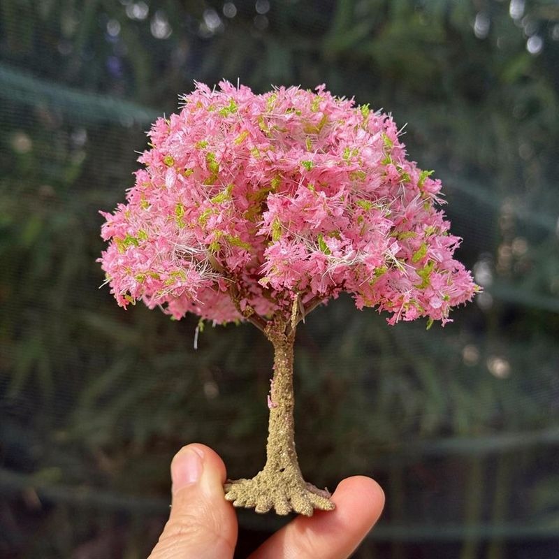 Artificial Peach Blossom Filler Bunch, Plastic Mini Cherry Blossom Tree Branch for Miniature Scenes, Window Displays, Spring Decor