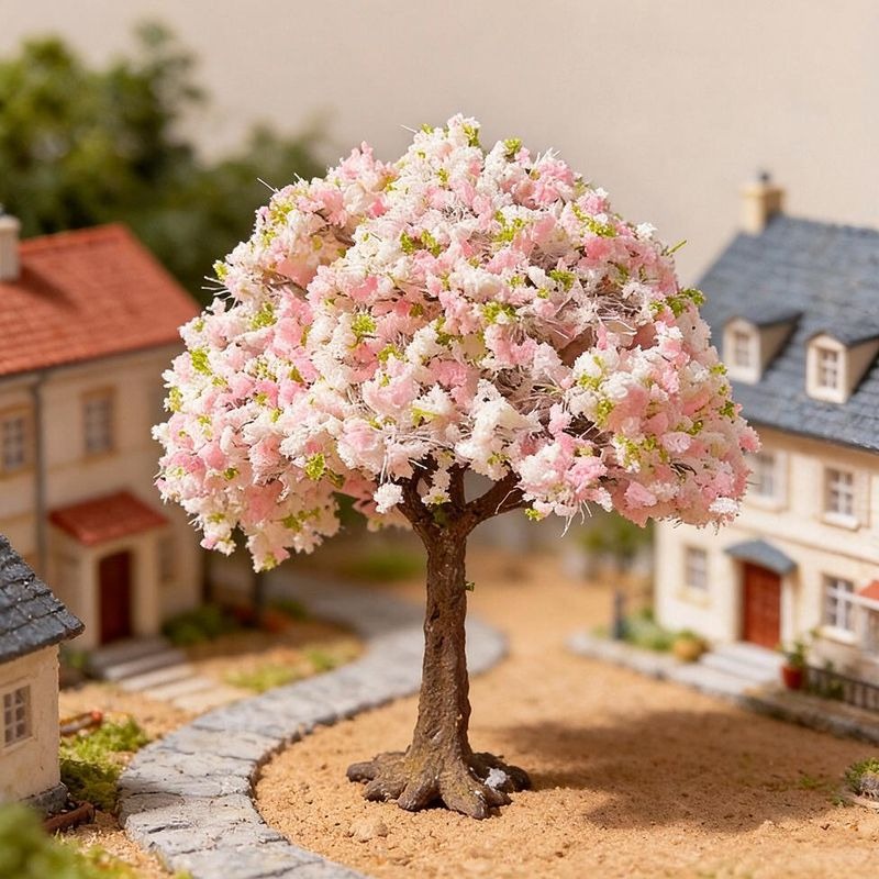 Artificial Peach Blossom Filler Bunch, Plastic Mini Cherry Blossom Tree Branch for Miniature Scenes, Window Displays, Spring Decor