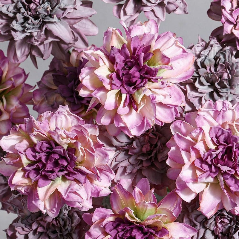 Artificial Dahlia Single Stem, 1 Bloom Faux Silk Flower with Scorched Edge Petals, for Wedding, Home & Window Display