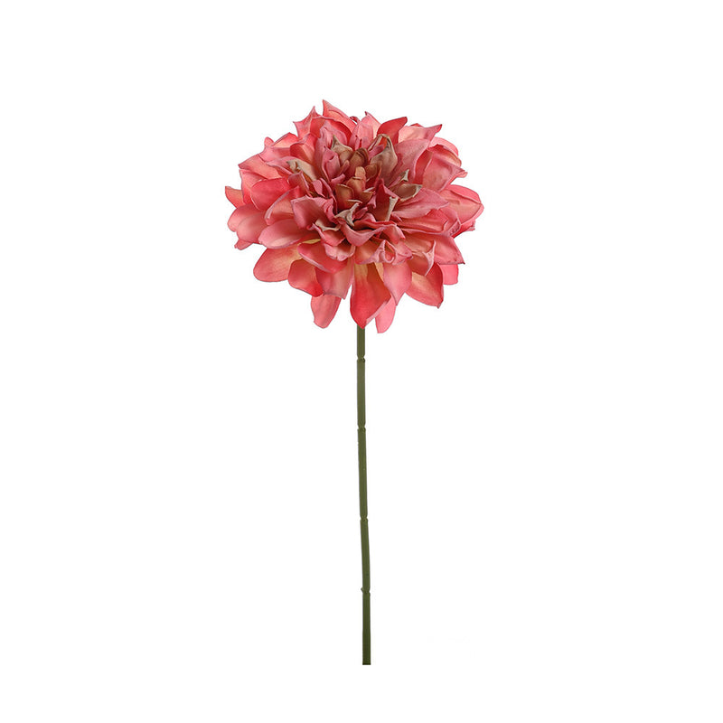 Artificial Dahlia Single Stem, 1 Bloom Faux Silk Flower with Scorched Edge Petals, for Wedding, Home & Window Display