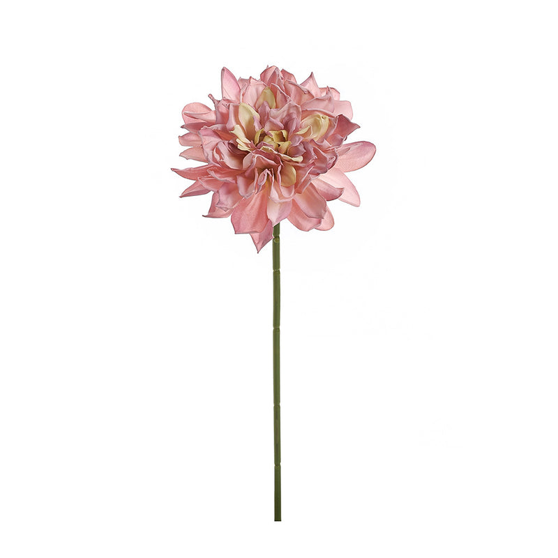 Artificial Dahlia Single Stem, 1 Bloom Faux Silk Flower with Scorched Edge Petals, for Wedding, Home & Window Display