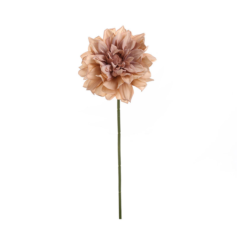 Artificial Dahlia Single Stem, 1 Bloom Faux Silk Flower with Scorched Edge Petals, for Wedding, Home & Window Display