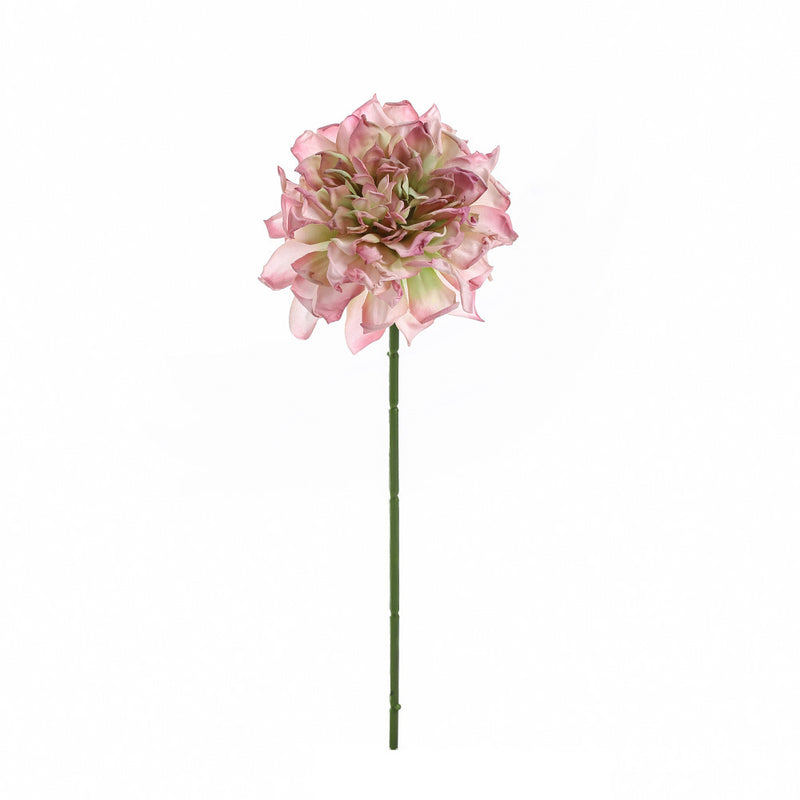 Artificial Dahlia Single Stem, 1 Bloom Faux Silk Flower with Scorched Edge Petals, for Wedding, Home & Window Display