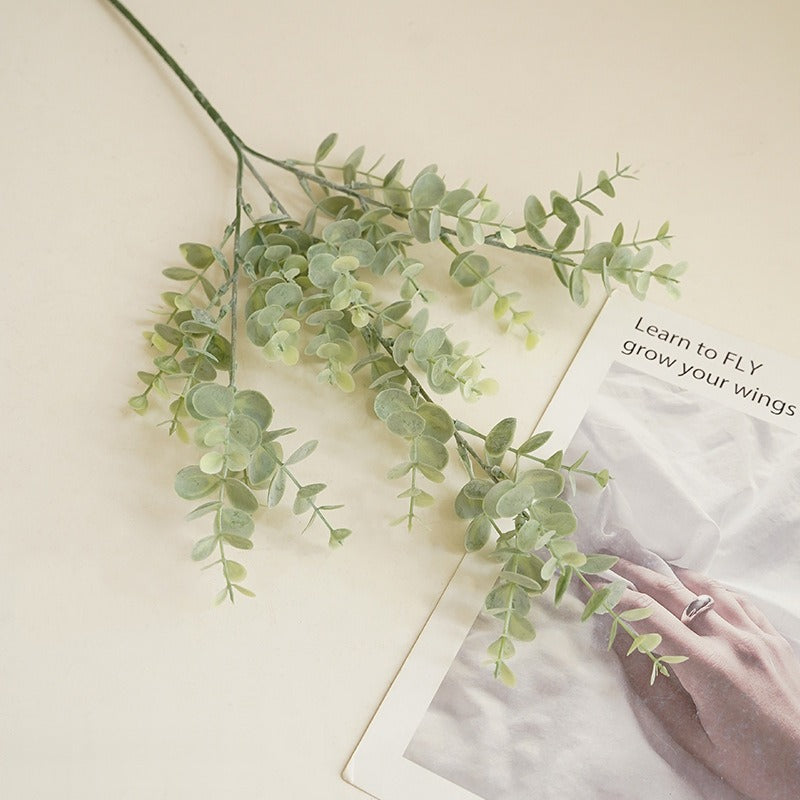 Artificial Eucalyptus & Money Leaf Bush, 36-Branch Plastic Greenery, Bendable Stems, Indoor Outdoor Decor