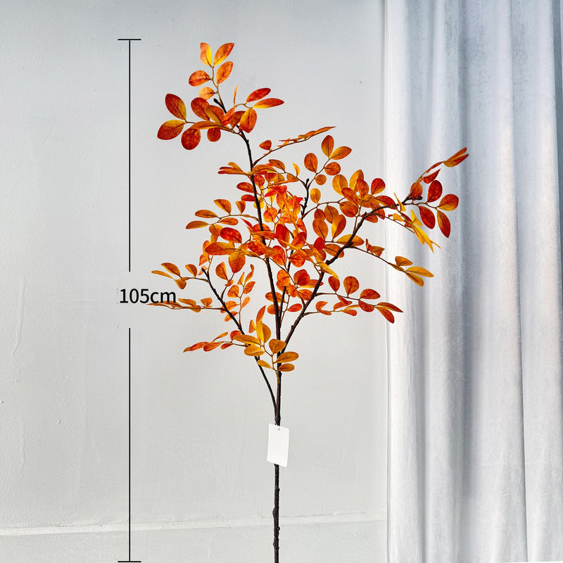 Artificial Russian Olive Leaf Branch Bush, Plastic Autumn Foliage Stem, Long Faux Greenery for Home, Window Display & Events