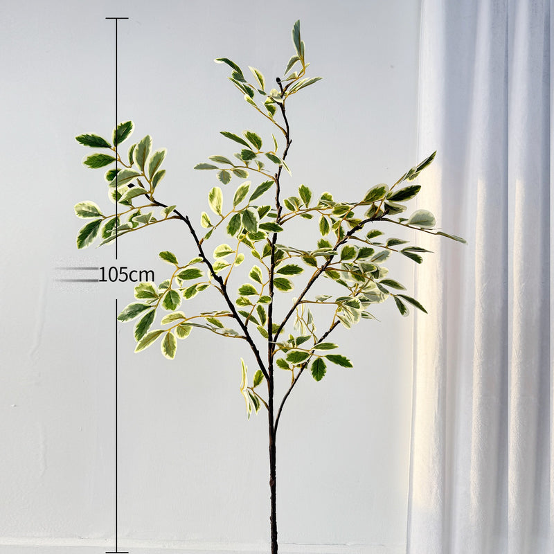 Artificial Russian Olive Leaf Branch Bush, Plastic Autumn Foliage Stem, Long Faux Greenery for Home, Window Display & Events