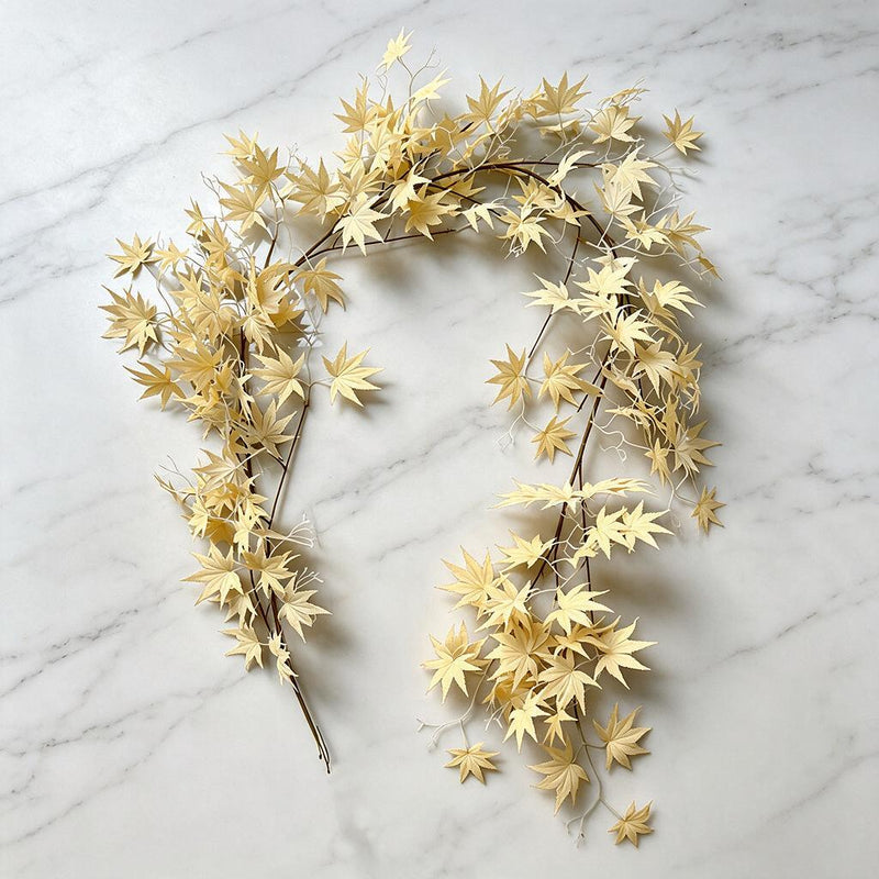 Artificial Maple Leaf Vine, Trailing Faux Maple Garland, Red & Green Maple Foliage, Plastic, Indoor Home, Hotel & Wedding Decor