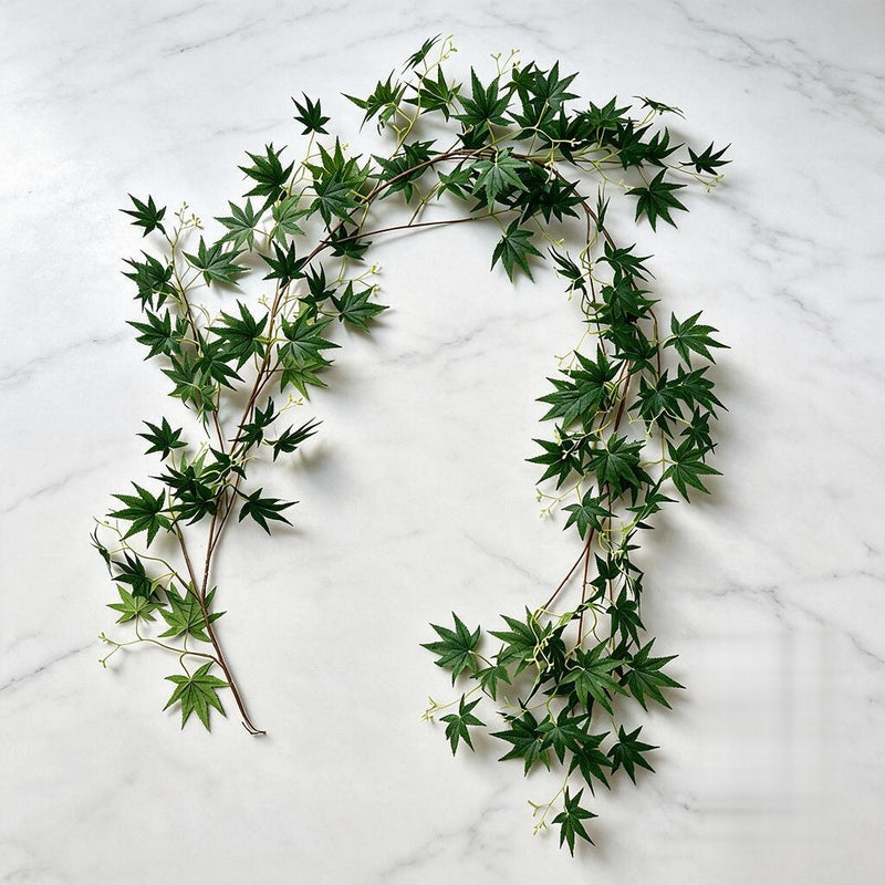 Artificial Maple Leaf Vine, Trailing Faux Maple Garland, Red & Green Maple Foliage, Plastic, Indoor Home, Hotel & Wedding Decor