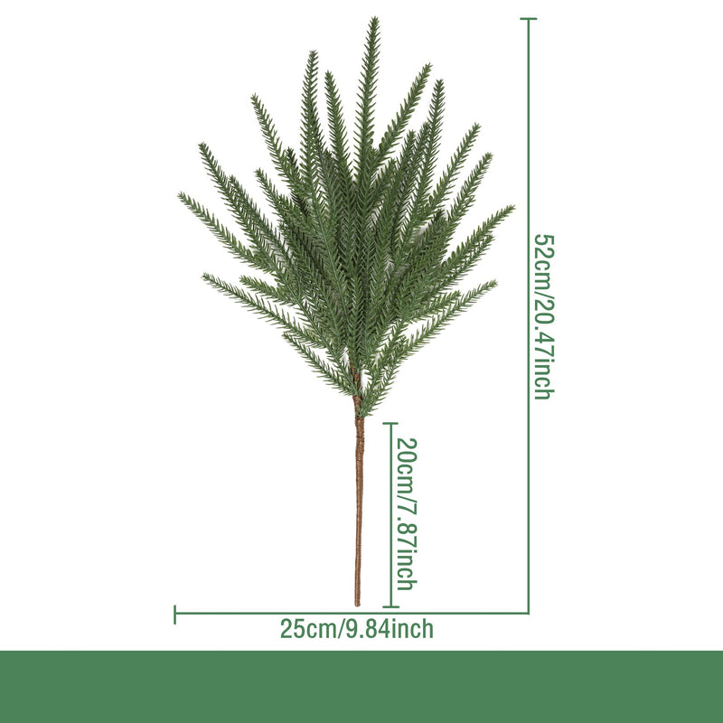 Artificial Christmas Pine Needle Stem, Plastic Faux Evergreen Greenery, Bendable Single Stem for Holiday Decor, Home & Window Displays