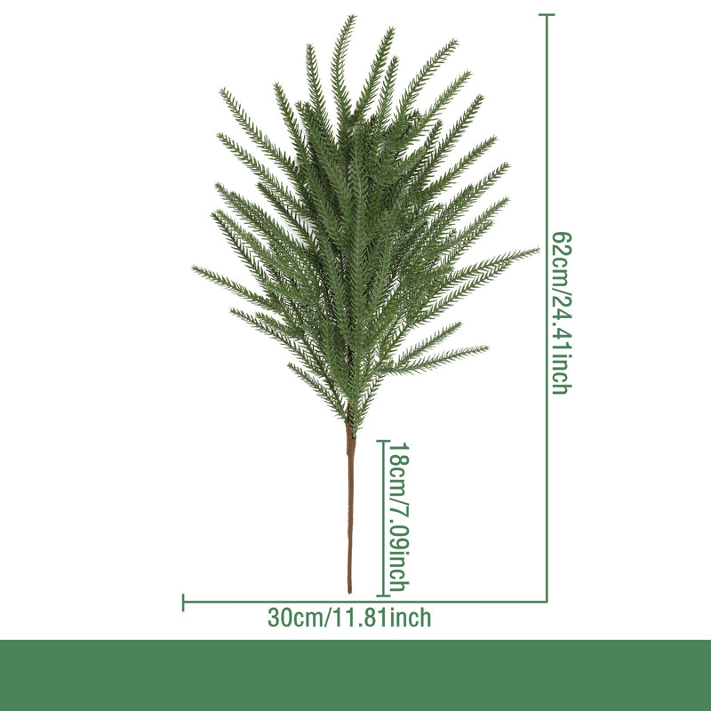 Artificial Christmas Pine Needle Stem, Plastic Faux Evergreen Greenery, Bendable Single Stem for Holiday Decor, Home & Window Displays