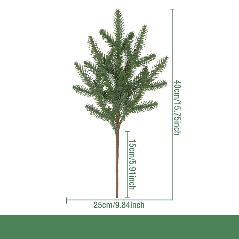 Artificial Christmas Pine Needle Stem, Plastic Faux Evergreen Greenery, Bendable Single Stem for Holiday Decor, Home & Window Displays