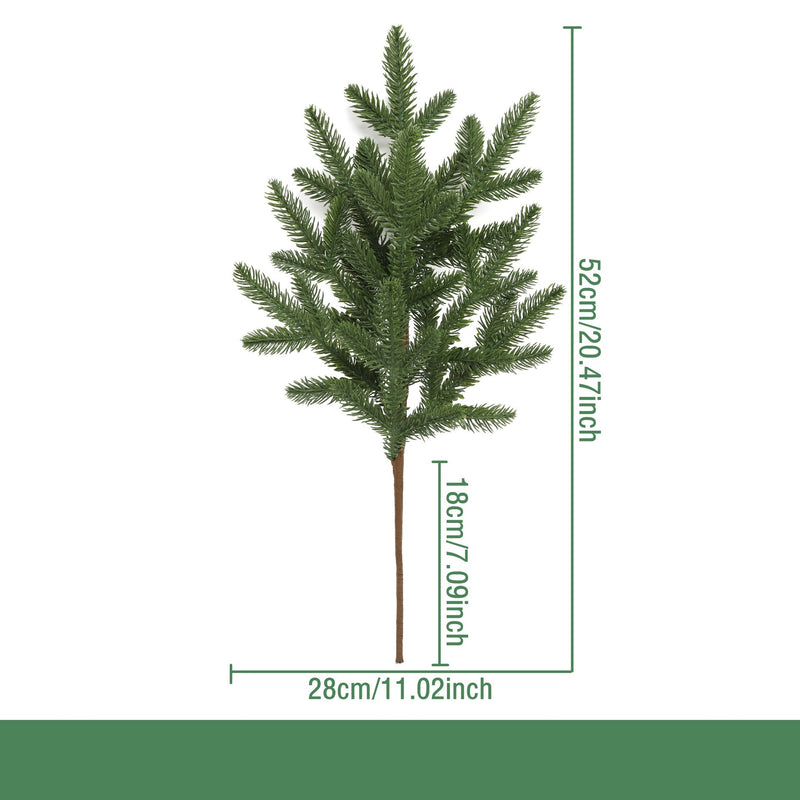 Artificial Christmas Pine Needle Stem, Plastic Faux Evergreen Greenery, Bendable Single Stem for Holiday Decor, Home & Window Displays