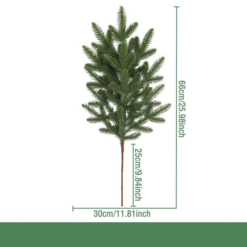 Artificial Christmas Pine Needle Stem, Plastic Faux Evergreen Greenery, Bendable Single Stem for Holiday Decor, Home & Window Displays