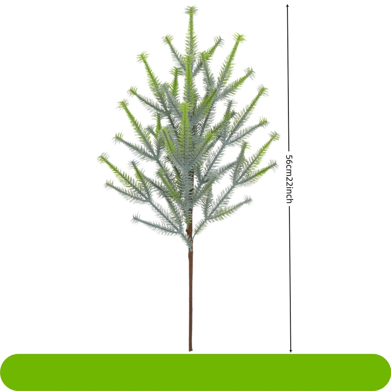 Artificial Christmas Pine Needle Stem, Plastic Faux Evergreen Greenery, Bendable Single Stem for Holiday Decor, Home & Window Displays