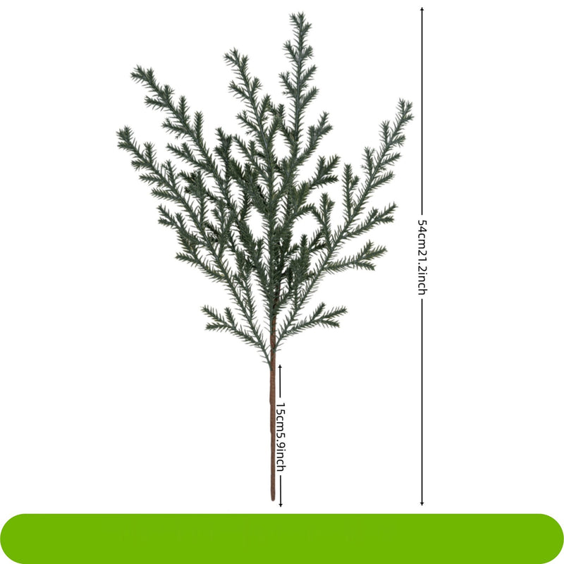 Artificial Christmas Pine Needle Stem, Plastic Faux Evergreen Greenery, Bendable Single Stem for Holiday Decor, Home & Window Displays
