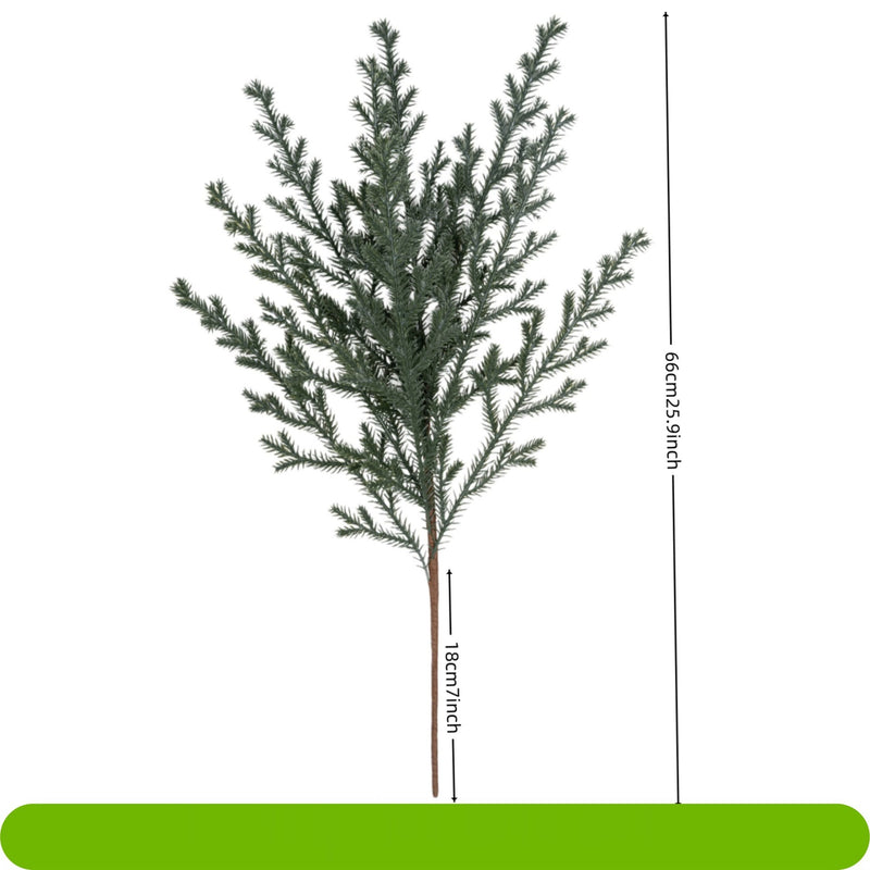 Artificial Christmas Pine Needle Stem, Plastic Faux Evergreen Greenery, Bendable Single Stem for Holiday Decor, Home & Window Displays