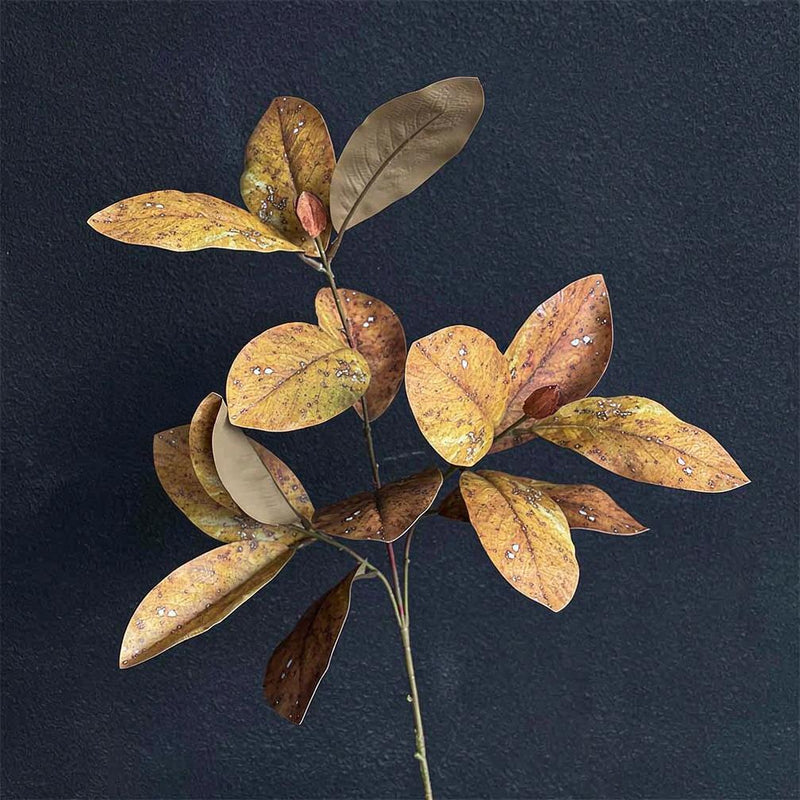 Artificial Magnolia Leaf Branch, Bush with 14 Leaves, Tall Faux Greenery for Home, Hotel, Wedding & Window Display
