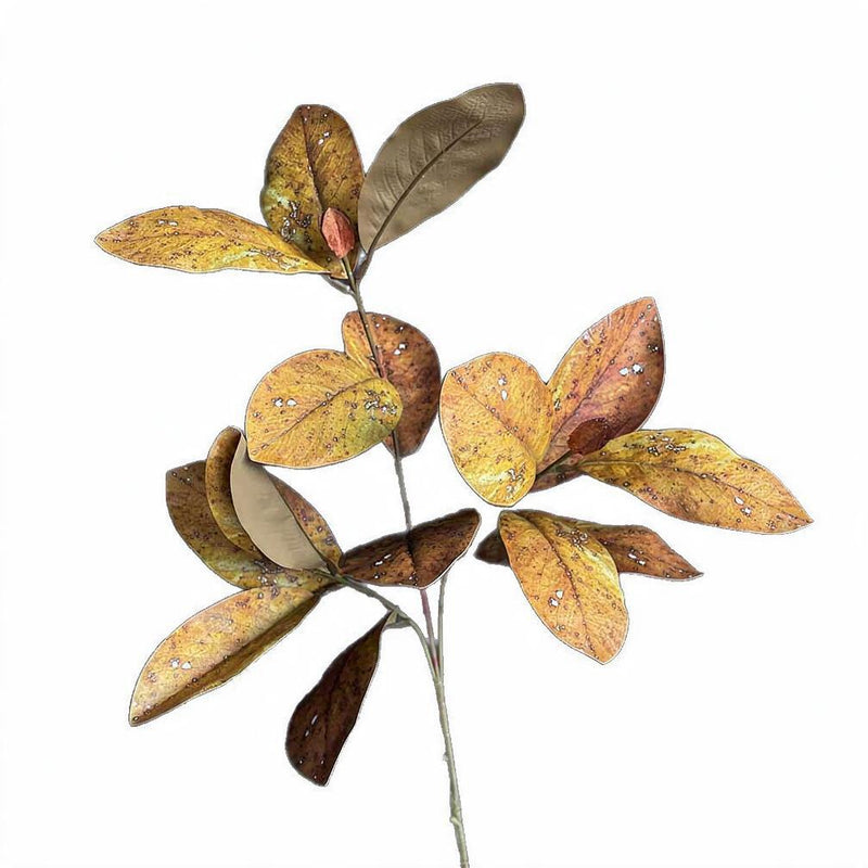 Artificial Magnolia Leaf Branch, Bush with 14 Leaves, Tall Faux Greenery for Home, Hotel, Wedding & Window Display