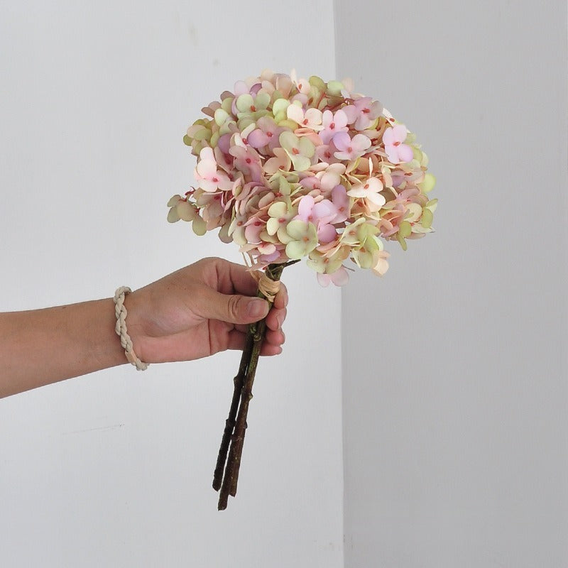 Artificial Hydrangea Bouquet, 3 Stems with 3 Blooms, PVC & Faux Silk, Bendable Stems, Wedding & Home Decor