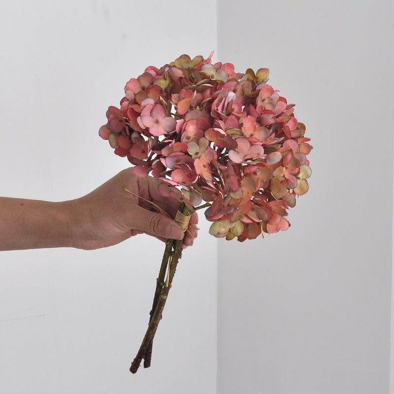 Artificial Hydrangea Bouquet, 3 Stems with 3 Blooms, PVC & Faux Silk, Bendable Stems, Wedding & Home Decor