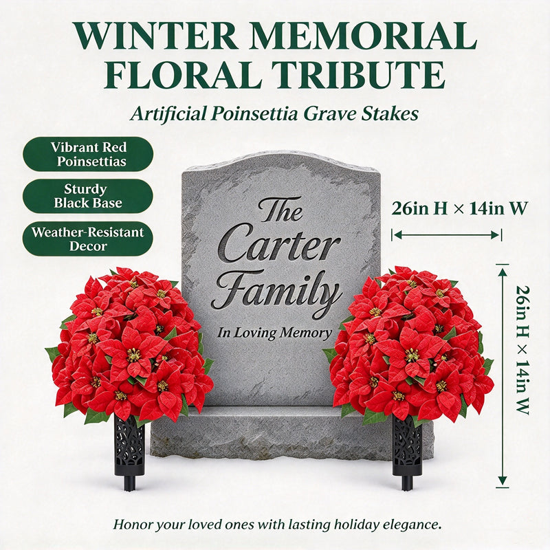2 Sets Christmas Cemetery Flowers for Grave Realistic Cemetery Flower