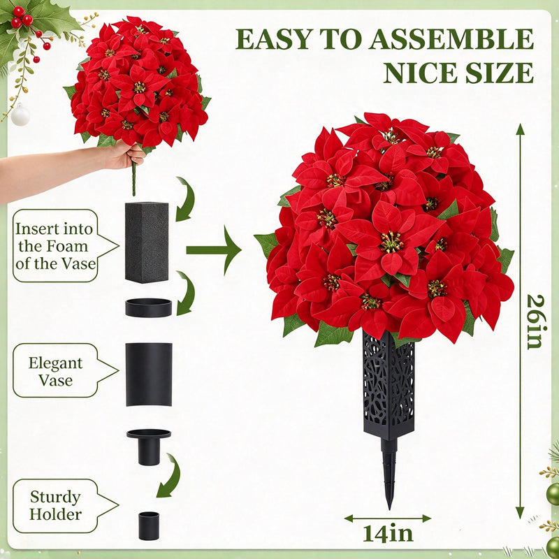 2 Sets Christmas Cemetery Flowers for Grave Realistic Cemetery Flower