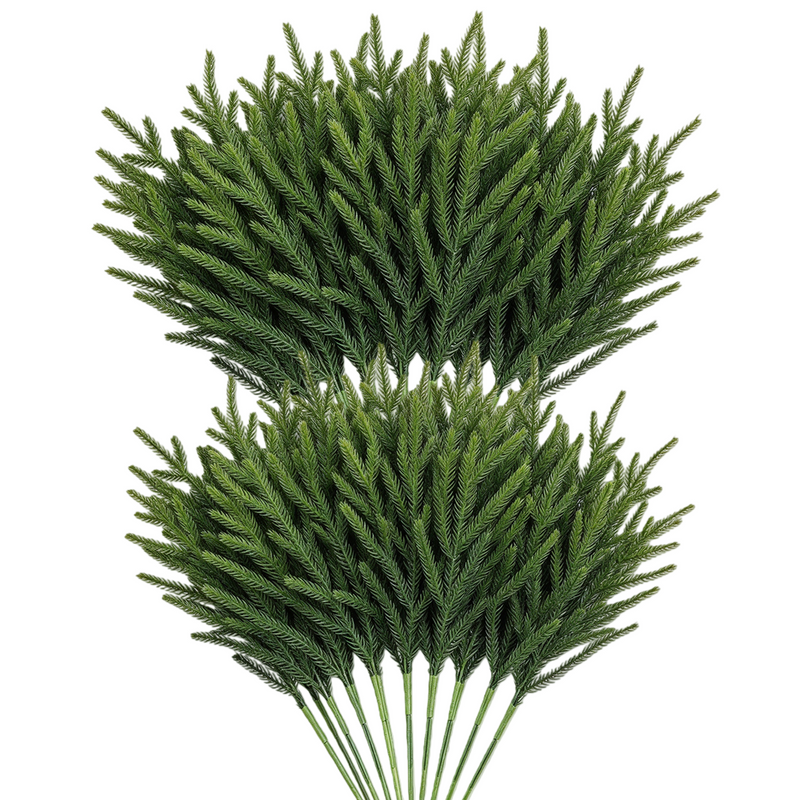 20 Pcs 18 Inch Artificial Norfolk Pine Branches, Realistic Touch Faux Pine Stems for Vase, Fireplace, DIY Garland, Wreath, Table & Indoor Christmas Decor