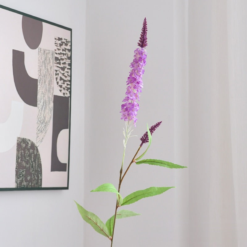 Artificial Lavender, Delphinium, and Foxtail Single Stem, Silk-Like Fabric, for Home Decor, Wedding, and Events