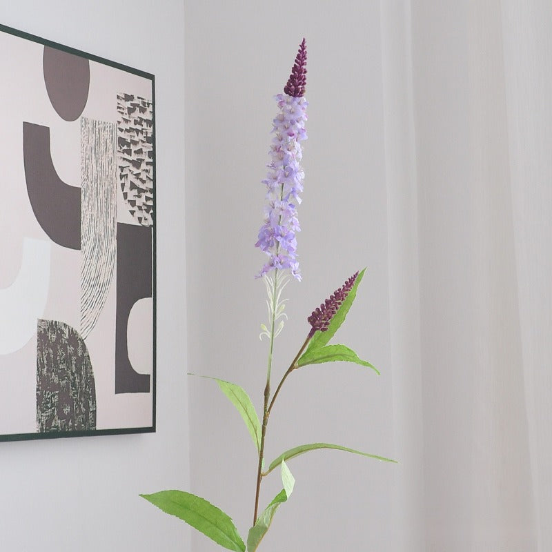Artificial Lavender, Delphinium, and Foxtail Single Stem, Silk-Like Fabric, for Home Decor, Wedding, and Events