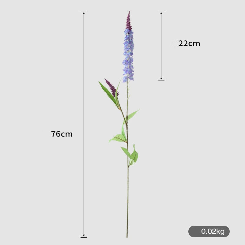 Artificial Lavender, Delphinium, and Foxtail Single Stem, Silk-Like Fabric, for Home Decor, Wedding, and Events