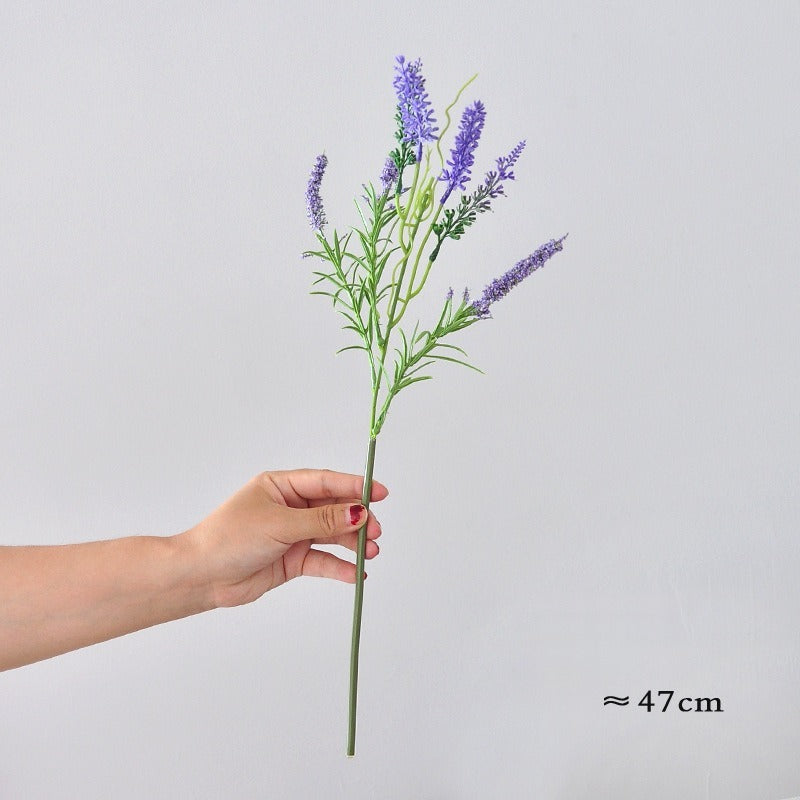 Artificial Lavender Bouquet, Set of 6 Stems, 36 Blooms, 19" Tall, Silk-Like Fabric, Perfect for Weddings, Home Decor, and Events
