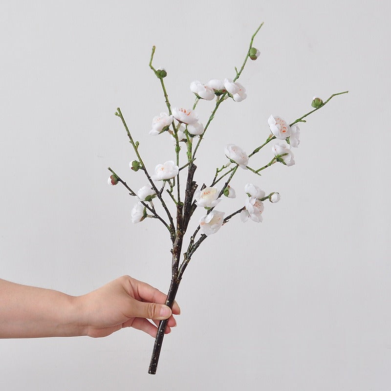 Artificial Wintersweet Branch, Single Stem with 26 Blooms, 19" Tall, Silk-Like Fabric, for Weddings, Home Decor, and Events