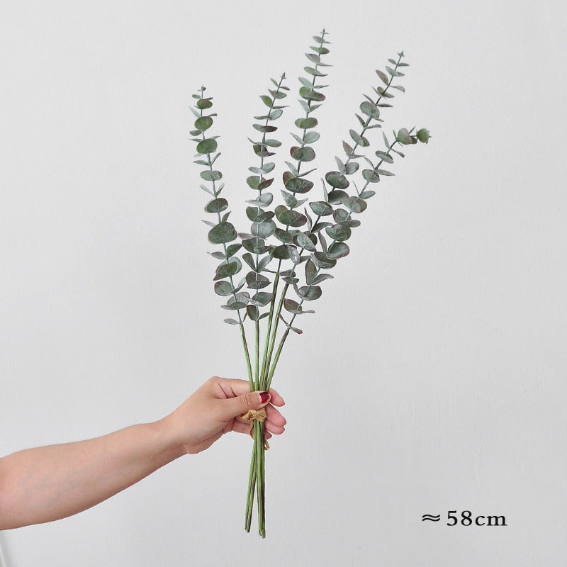 Single Stem Eucalyptus Artificial Branch, 35" Long, Silk-Like Fabric, Indoor Use for Weddings, Home Decor, Events