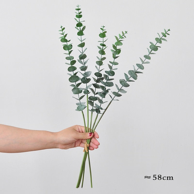 Single Stem Eucalyptus Artificial Branch, 35" Long, Silk-Like Fabric, Indoor Use for Weddings, Home Decor, Events