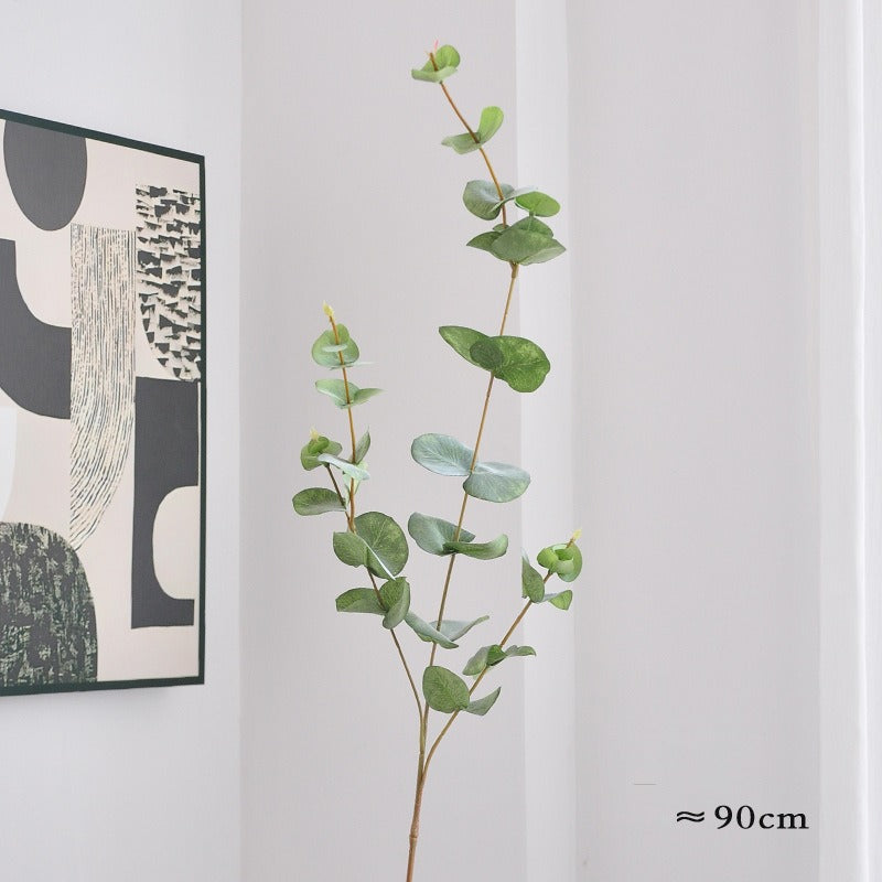 Single Stem Eucalyptus Artificial Branch, 35" Long, Silk-Like Fabric, Indoor Use for Weddings, Home Decor, Events