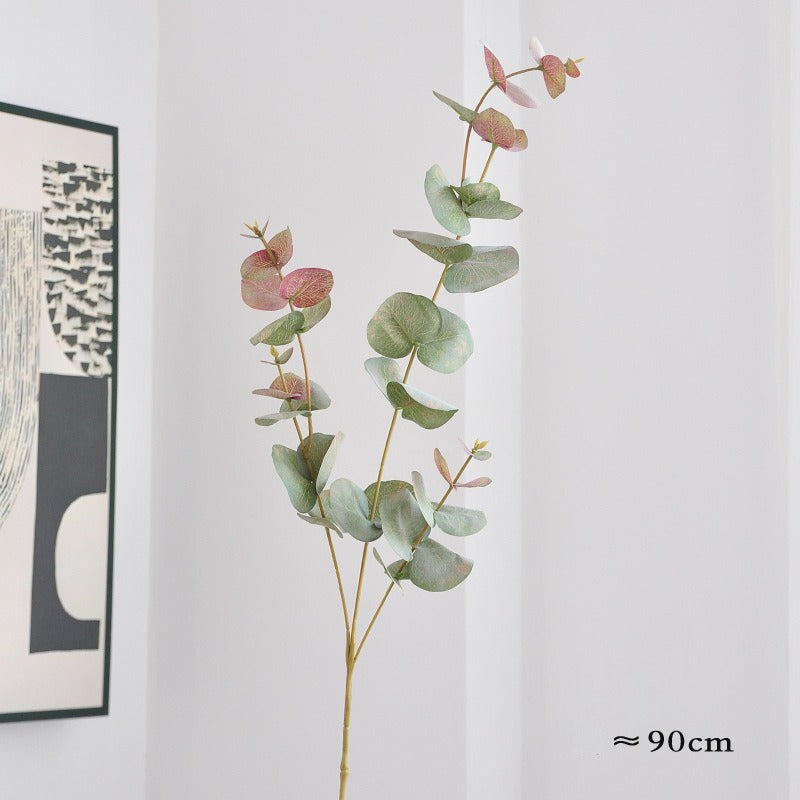 Single Stem Eucalyptus Artificial Branch, 35" Long, Silk-Like Fabric, Indoor Use for Weddings, Home Decor, Events