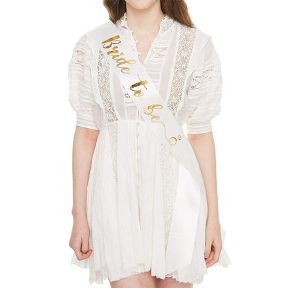 Bachelorette Party Bride to Be Sash - Gold Foil Bride Shoulder Sash for Bachelorette Celebrations