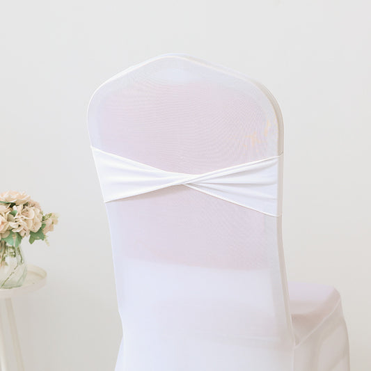 Bulk 10 Pcs Stretch Bow Polyester Chair Sashes for Hotel Banquet Decoration Wholesale