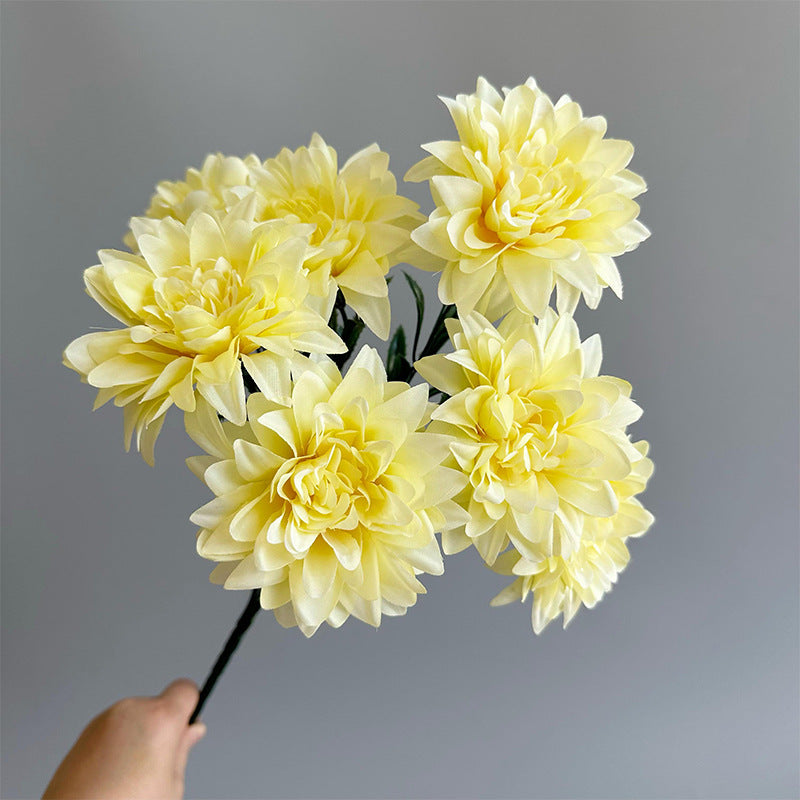 10 Pcs 17.7 Inch Silk Artificial Dahlia Bouquet Bushes, 7 Stems Turquoise Flowers