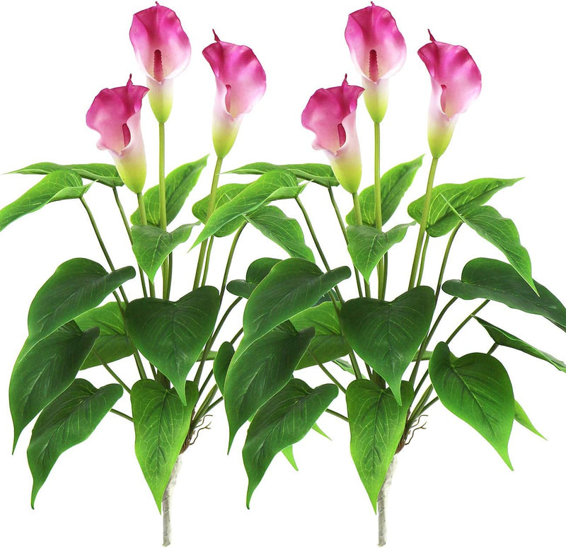 2 Pcs 17 Inch Artificial Calla Lily Bush Plants for Indoor Outdoor Decoration