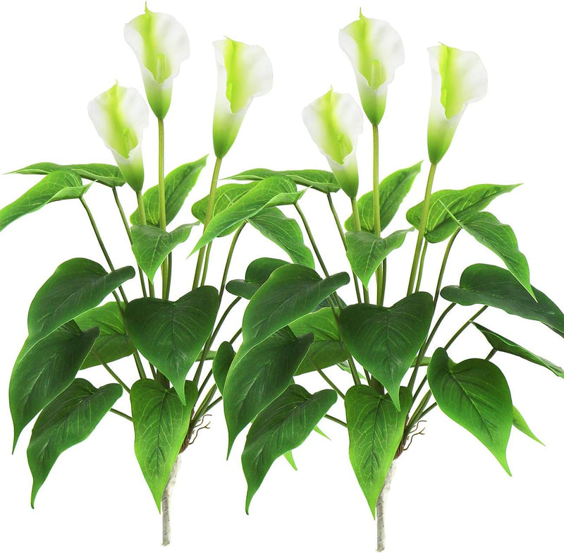 2 Pcs 17 Inch Artificial Calla Lily Bush Plants for Indoor Outdoor Decoration
