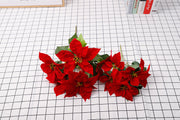 5 Sizes Bulk Artificial Velvet Poinsettia Stems Bushes Silk Christmas Flowers