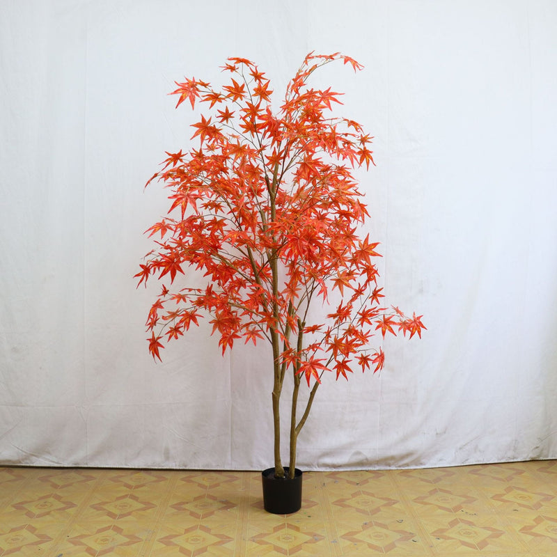 Artificial Japanese Maple Silk Tree 36 Inch Fall Colors Lifelike Plant with Basket Decoration Bulk Wholesale