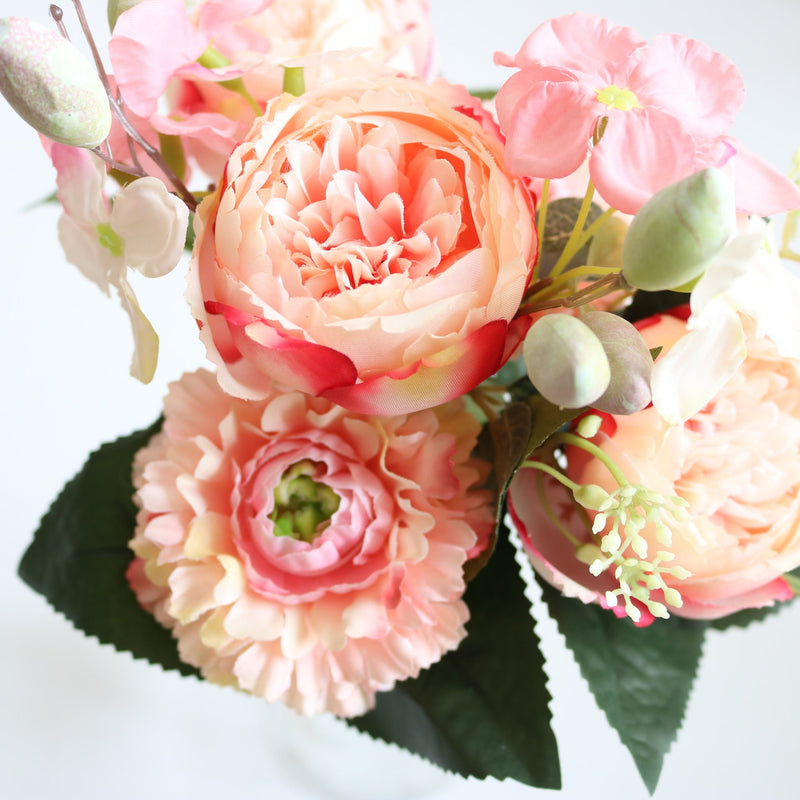 12 Inch Artificial Silk Peony Bush Bouquet, 1 Stem, Wedding Centerpiece Flowers