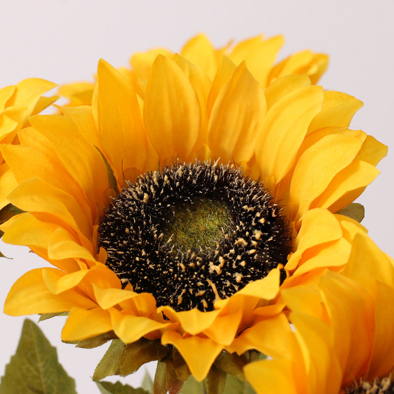 17 Inch Retro Sunflower Stems 10 Pcs Vintage Silk Artificial Flowers