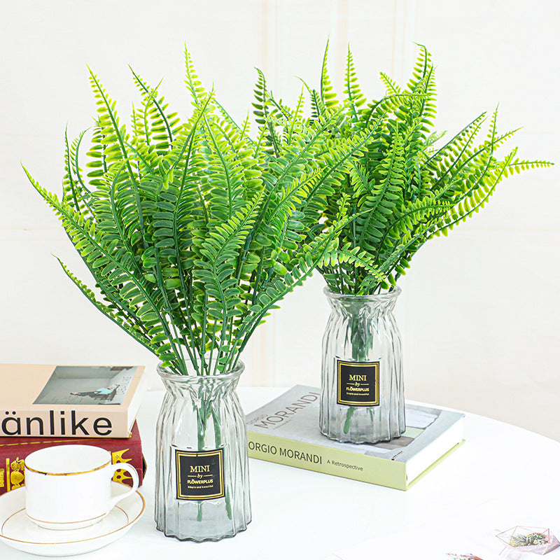 8 Bundles Artificial Boston Fern Plants 12 Inch Fall Greenery for Outdoor Decor