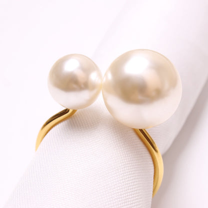 Bulk 12 Pcs Pearl Napkin Ring Gold Napkin Holders for Dining Table Party and Wedding Decor Wholesale