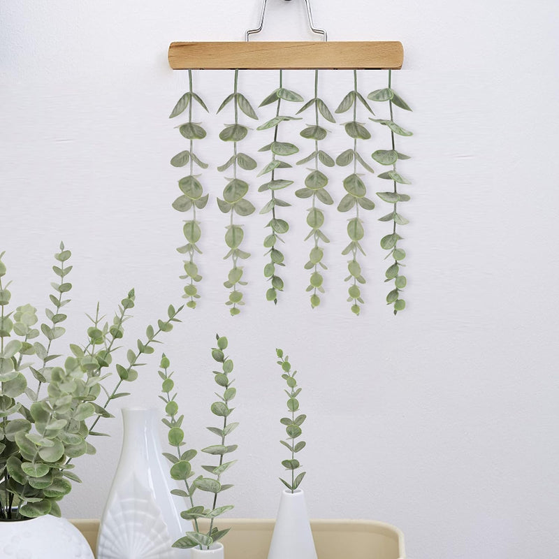 18 Pcs Artificial Eucalyptus Stems 18 Inch Green Silk Leaves Wholesale