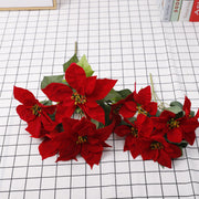 5 Sizes Bulk Artificial Velvet Poinsettia Stems Bushes Silk Christmas Flowers
