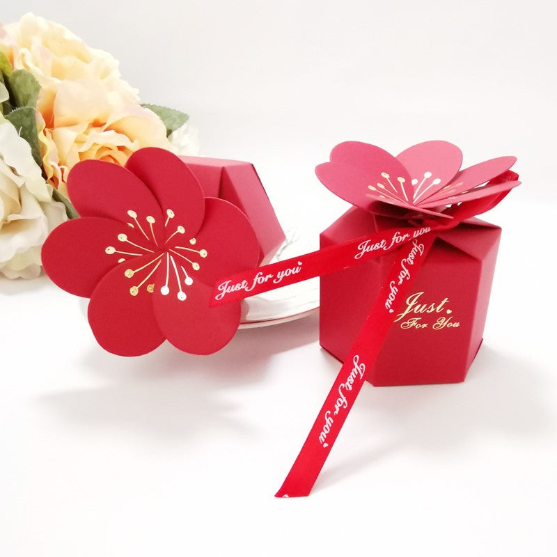 Bulk 50Pcs Party Favor Box Sakura Shaped Gift Box with Ribbons for Themed Party Bridal Shower Wedding Decorations Wholesale